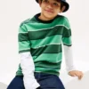 Camiseta infantil com riscas de râguebi Camiseta infantil com riscas de râguebi