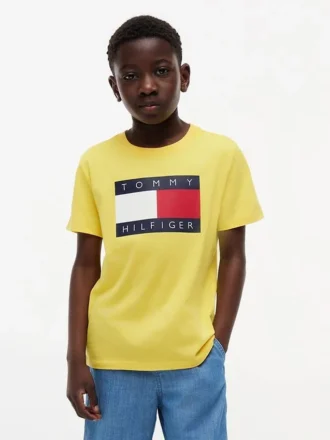 Camiseta infantil Tommy com logotipo da bandeira
