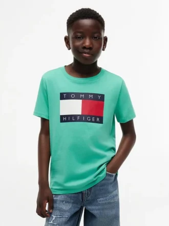 Camiseta infantil Tommy com logotipo da bandeira