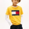 Camiseta infantil Tommy com logotipo da bandeira Camiseta infantil Tommy com logotipo da bandeira