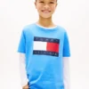 Camiseta infantil Tommy com logotipo da bandeira Camiseta infantil Tommy com logotipo da bandeira