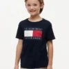 Camiseta infantil Tommy com logotipo da bandeira Camiseta infantil Tommy com logotipo da bandeira
