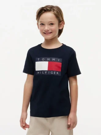 Camiseta infantil Tommy com logotipo da bandeira