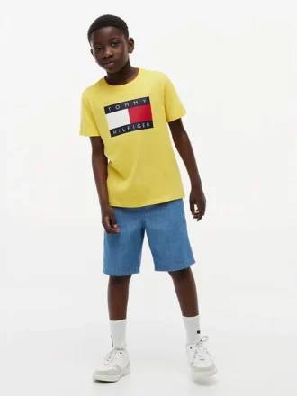 Camiseta infantil Tommy com logotipo da bandeira