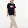Camiseta infantil Tommy com logotipo da bandeira Camiseta infantil Tommy com logotipo da bandeira