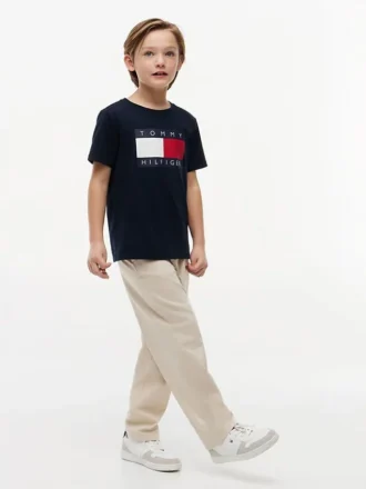 Camiseta infantil Tommy com logotipo da bandeira