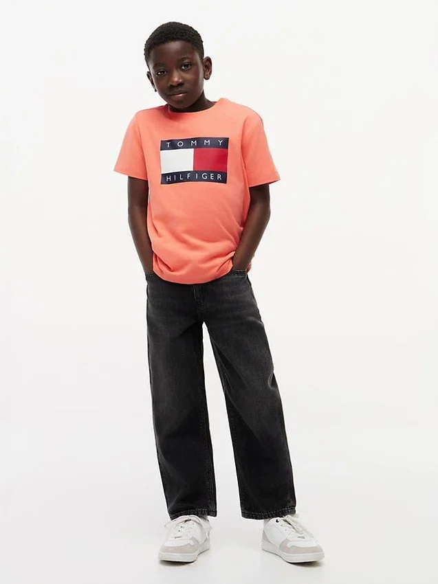 Camiseta infantil Tommy com logotipo da bandeira Camiseta infantil Tommy com logotipo da bandeira