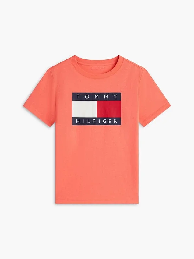 Camiseta infantil Tommy com logotipo da bandeira Camiseta infantil Tommy com logotipo da bandeira