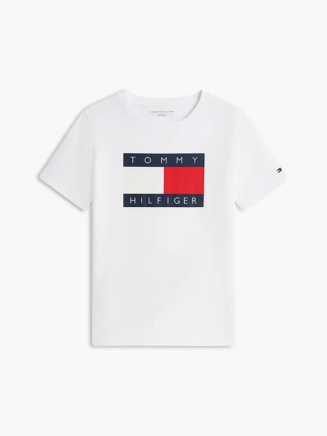 Camiseta infantil Tommy com logotipo da bandeira Camiseta infantil Tommy com logotipo da bandeira