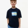 Camiseta infantil Tommy com logotipo grafitado Camiseta infantil Tommy com logotipo grafitado
