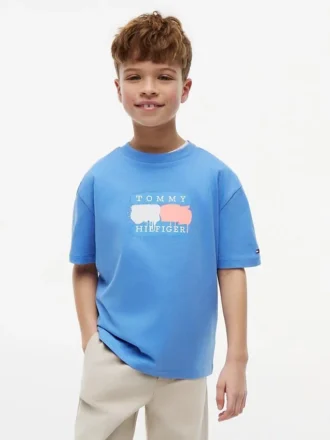Camiseta infantil Tommy com logotipo grafitado Camiseta infantil Tommy com logotipo grafitado