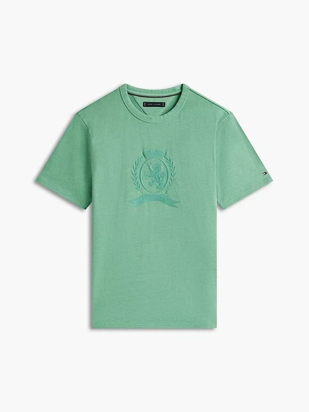 Camiseta tingida com logotipo de folha de louro Camiseta tingida com logotipo de folha de louro