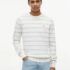 Camisola clássica de gola redonda às riscas Camisola clássica de gola redonda às riscas