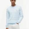 Camisola clássica de gola redonda às riscas Camisola clássica de gola redonda às riscas