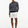 Camisola clássica de gola redonda às riscas Camisola clássica de gola redonda às riscas