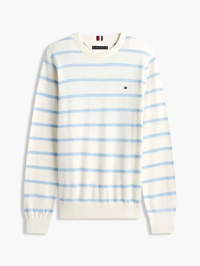 Camisola clássica de gola redonda às riscas Camisola clássica de gola redonda às riscas