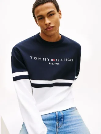 Camisola com bloco de cores e logótipo Tommy