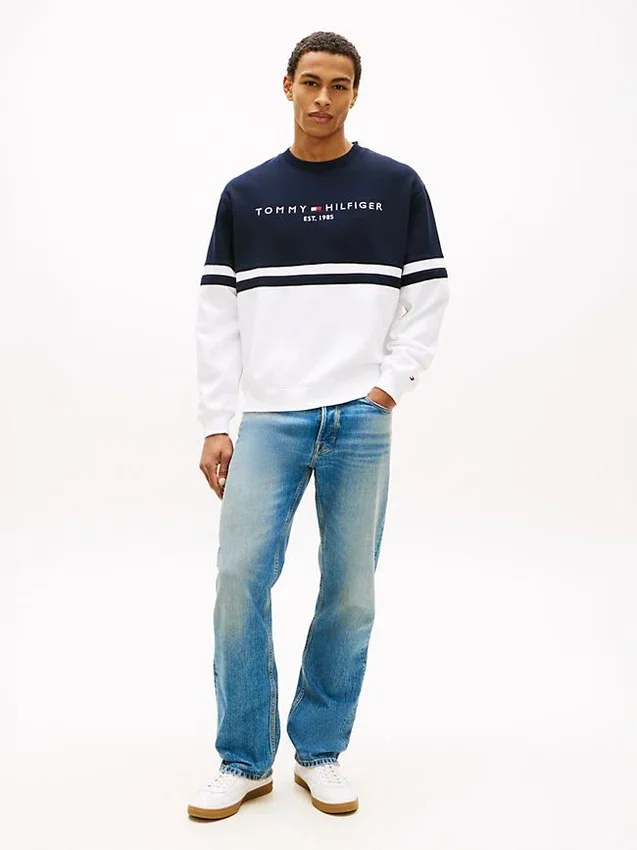 Camisola com bloco de cores e logótipo Tommy Camisola com bloco de cores e logótipo Tommy