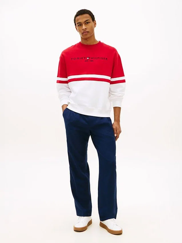 Camisola com bloco de cores e logótipo Tommy Camisola com bloco de cores e logótipo Tommy