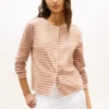 Camisola com botões em malha interlock de algodão às riscas Camisola com botões em malha interlock de algodão às riscas