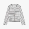 Camisola com botões em malha interlock de algodão às riscas Camisola com botões em malha interlock de algodão às riscas