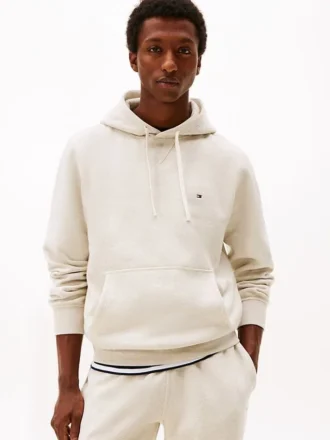 Camisola com capuz clássica em malha felpuda escovada