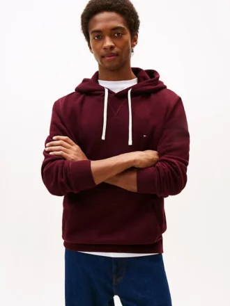 Camisola com capuz clássica em malha felpuda escovada