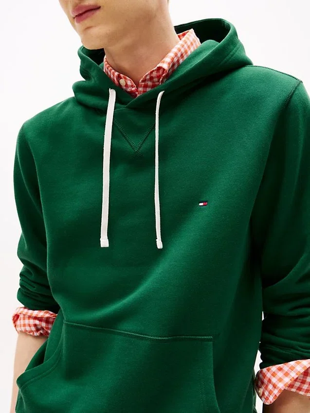 Camisola com capuz clássica em malha felpuda escovada Camisola com capuz clássica em malha felpuda escovada