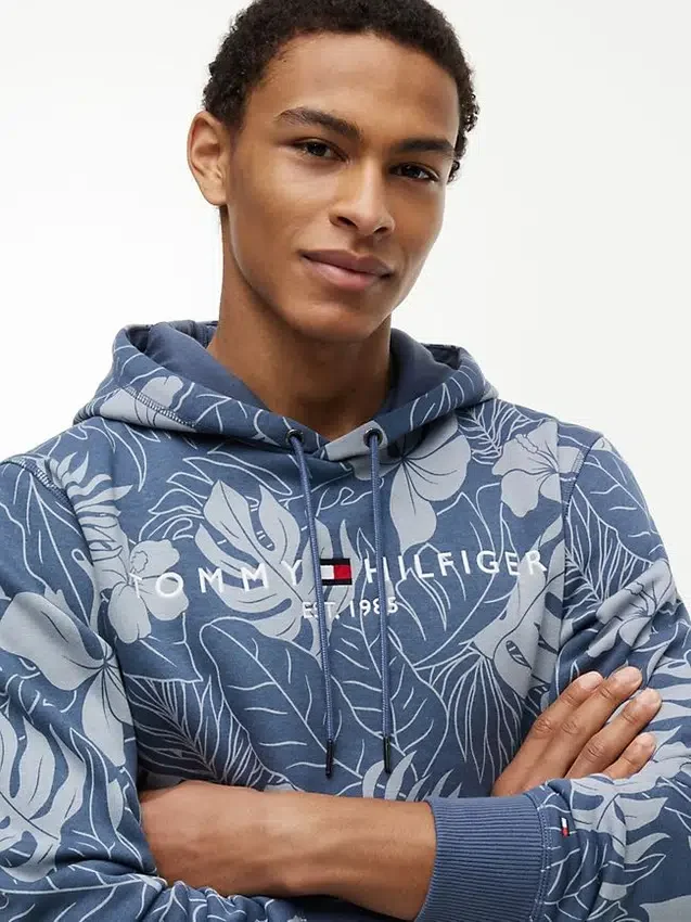Camisola com capuz e estampado tropical Camisola com capuz e estampado tropical