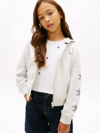 Camisola com capuz e logótipo de estrela com strass para criança