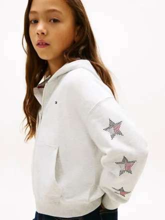 Camisola com capuz e logótipo de estrela com strass para criança