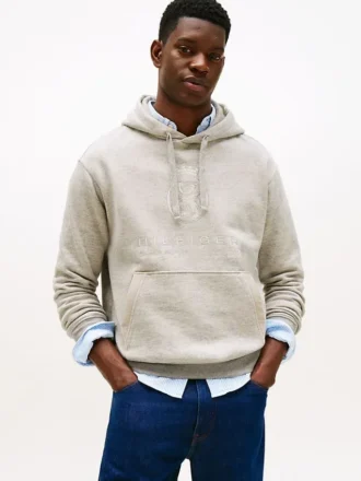 Camisola com capuz e logótipo Hilfiger Crest em tom mesclado