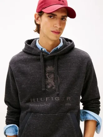 Camisola com capuz e logótipo Hilfiger Crest em tom mesclado