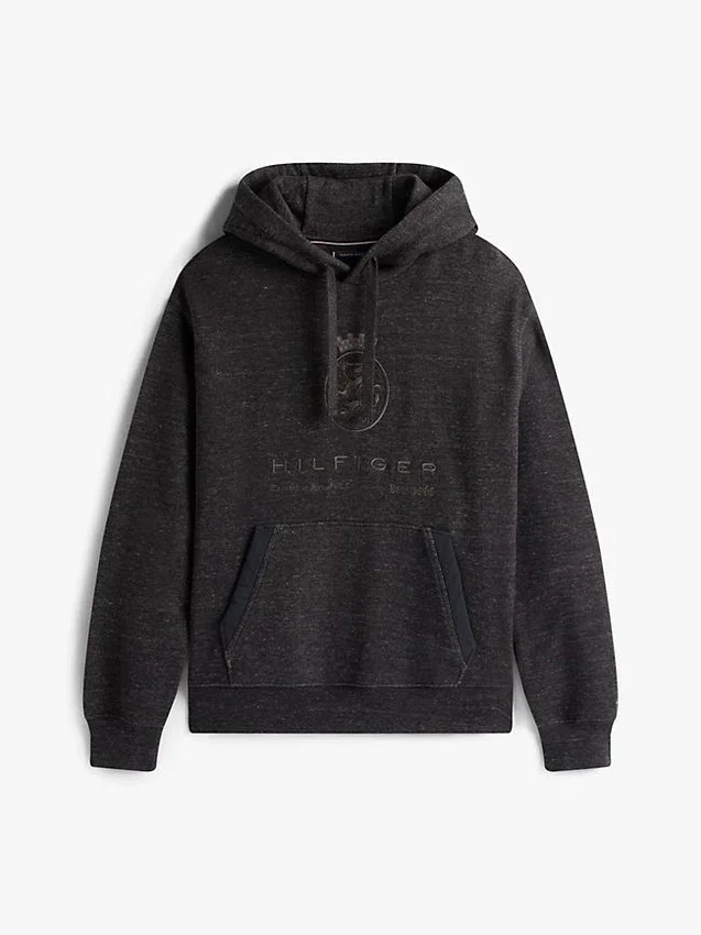 Camisola com capuz e logótipo Hilfiger Crest em tom mesclado Camisola com capuz e logótipo Hilfiger Crest em tom mesclado