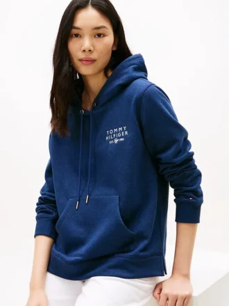 Camisola com capuz e logótipo monótipo em mesclado