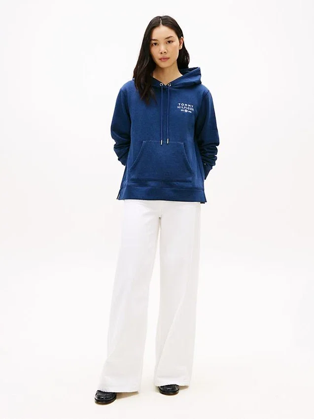 Camisola com capuz e logótipo monótipo em mesclado Camisola com capuz e logótipo monótipo em mesclado
