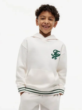 Camisola com capuz e monograma bordado para criança