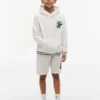 Camisola com capuz e monograma bordado para criança Camisola com capuz e monograma bordado para criança