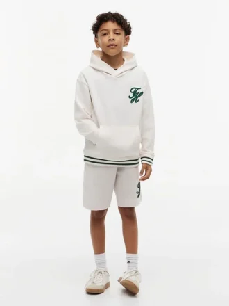 Camisola com capuz e monograma bordado para criança