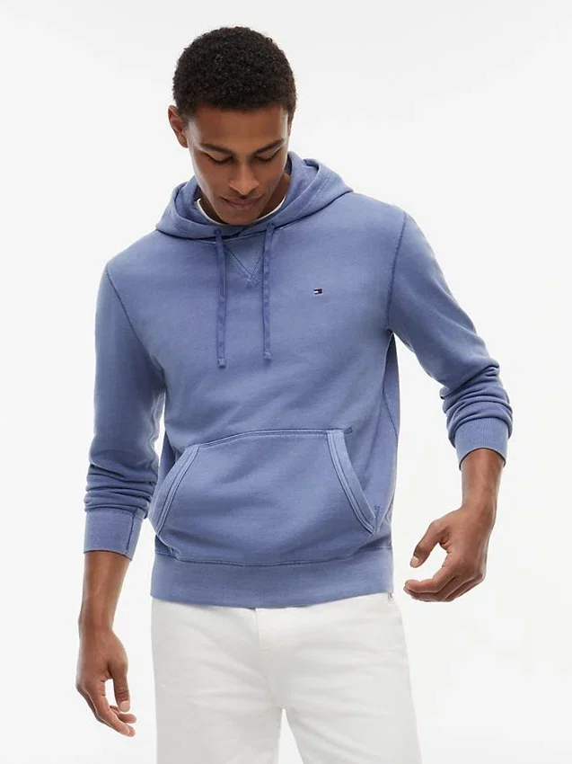 Camisola com capuz em felpo lavado Camisola com capuz em felpo lavado