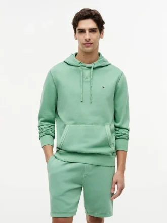 Camisola com capuz em felpo lavado Camisola com capuz em felpo lavado