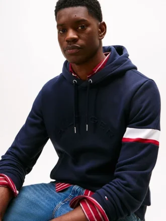 Camisola com capuz em malha flexível