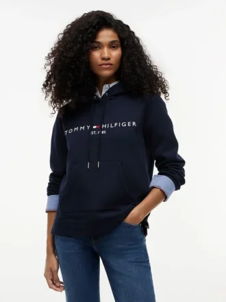 Camisola com capuz em malha polar com logótipo Tommy