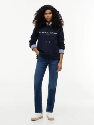 Camisola com capuz em malha polar com logótipo Tommy