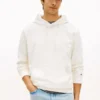 Camisola com capuz em veludo jacquard com logótipo de bandeira por todo o lado Camisola com capuz em veludo jacquard com logótipo de bandeira por todo o lado