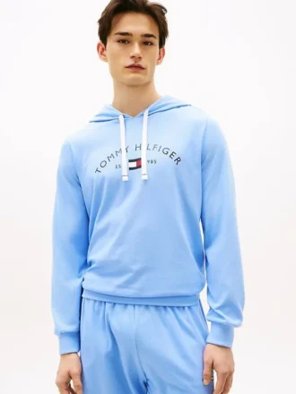 Camisola com capuz para dormir Hilfiger com logótipo em piqué