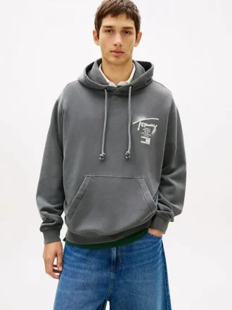 Camisola com capuz Tommy Jeans com logótipo pintado com spray