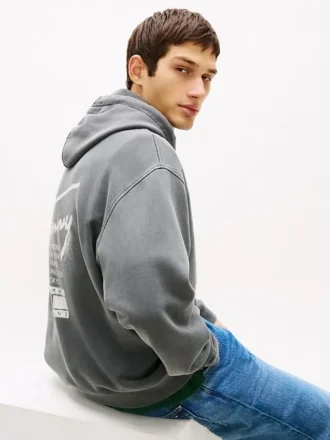 Camisola com capuz Tommy Jeans com logótipo pintado com spray