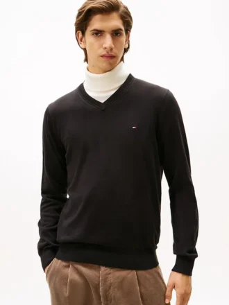 Camisola com decote em V e logótipo