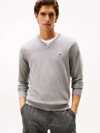 Camisola com decote em V e logótipo